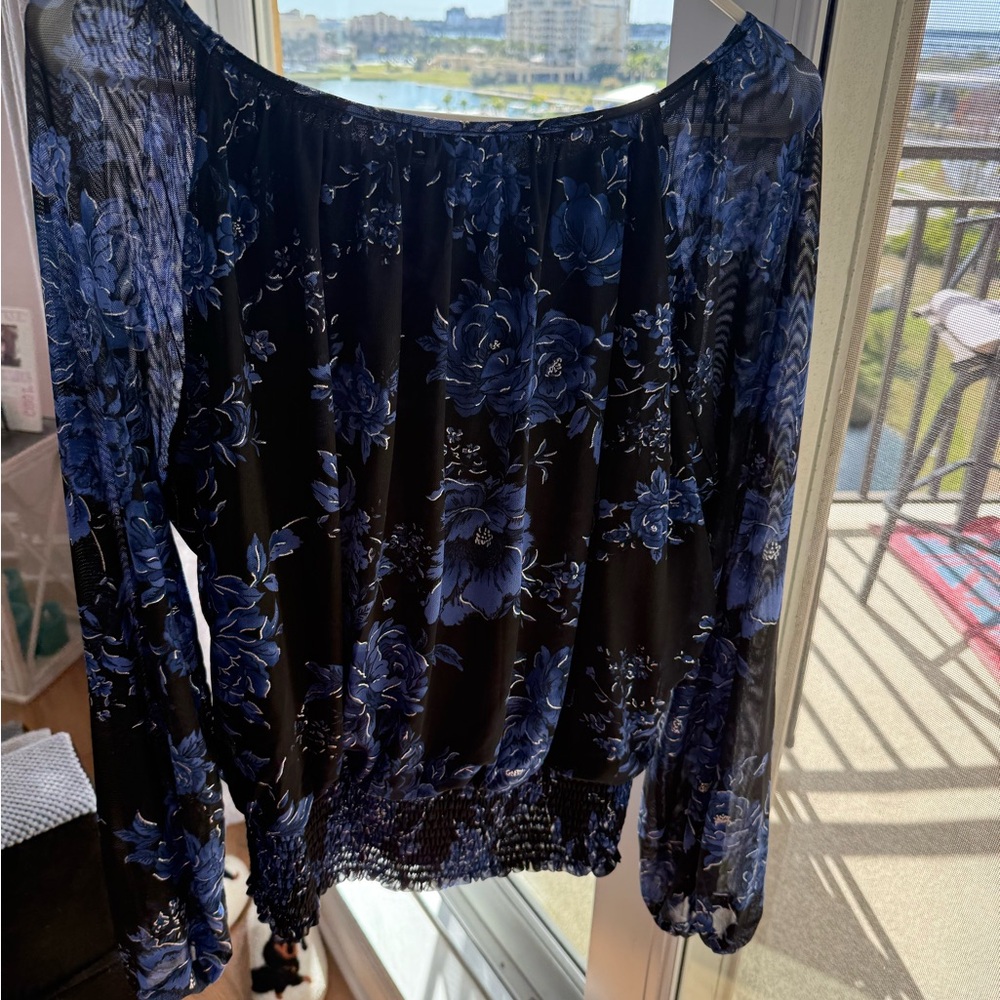 Harper Black and Blue Floral Blouse
